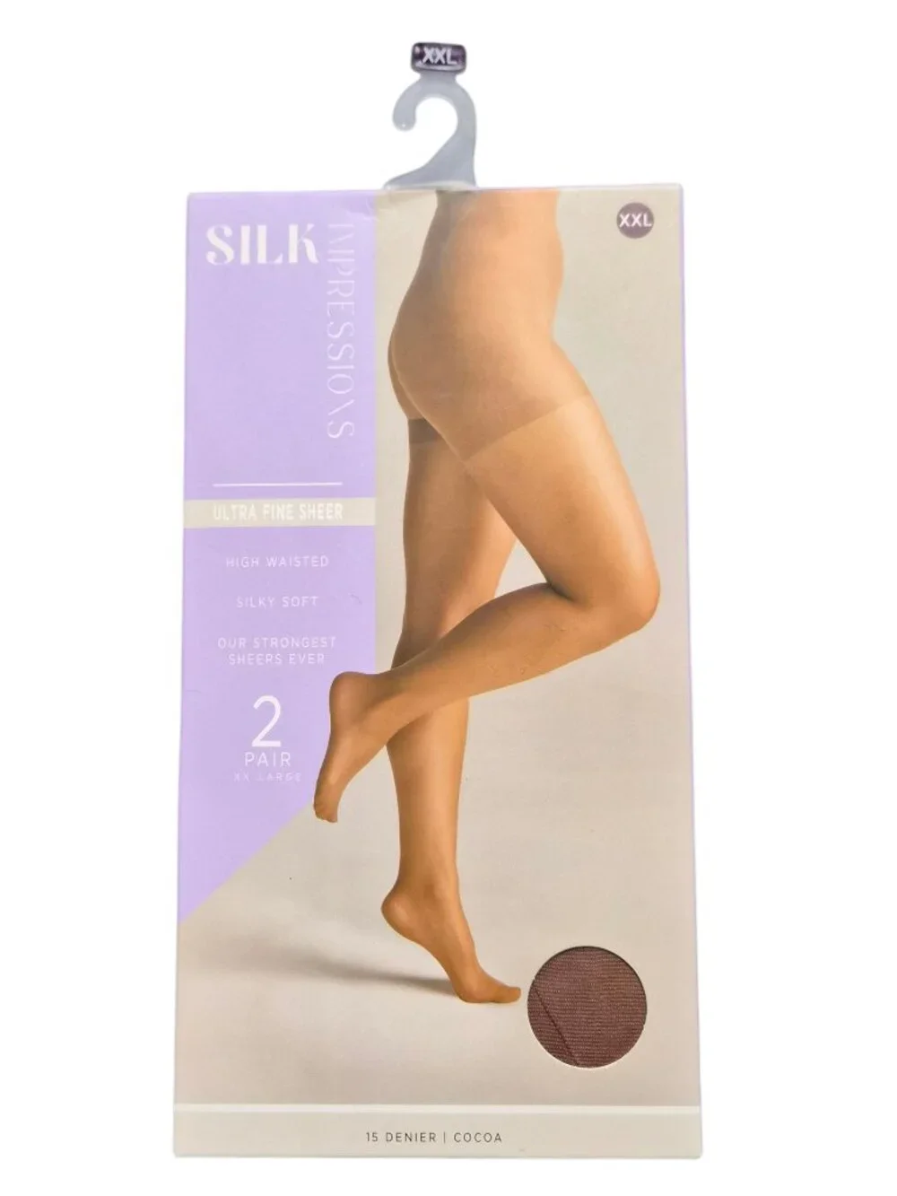 3 PK Silk Impressions Women's Pantyhose Fine Sheer 15 Denier Sz XXL Cocoa